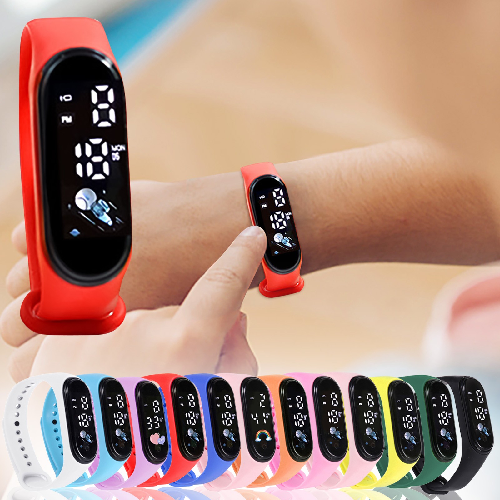 Smartwatch Digital Watches For Kid Girl - かわいいスマートウォッチ子供のためのファッション屋外防水スポーツ子供の腕時計少年少女デジタル腕時計シリコーンモントルランファン