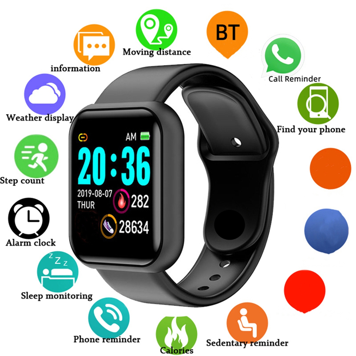 Smartwatch Watches For Girls - 男性スマートウォッチカラースクリーン Bluetooth 女性フィットネススポーツブレスレット健康睡眠モニター電子時計スマートウォッチアラーム Y68