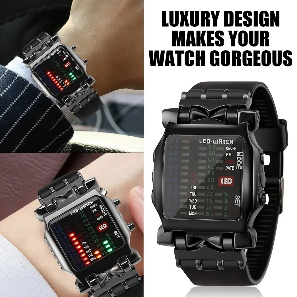 Timex Watches Smartwatch - メンズ防水電子時計,バイナリLED時計,クリエイティブなビジネストレンド,発光ギフト,スポーツとカップルの日付と時間表示