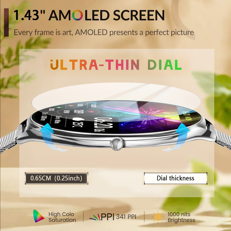 Watches Ladies Smartwatch - 2026年オリジナル 女性向け超薄型スマートウォッチ 1.43インチ AMOLEDディスプレイ HD 466*466