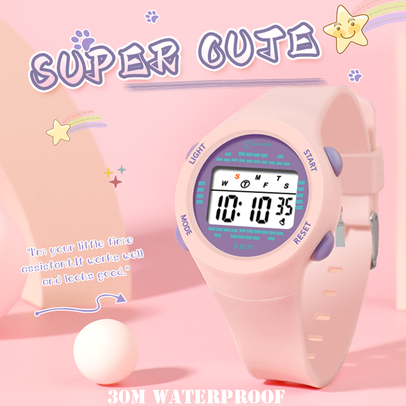 Smartwatch Digital Watches For Kid Girl - 子供用電子時計,ピンク,多機能,デジタル,子供用スマート腕時計,学校用,男の子と女の子用,ギフト,キュート,30m