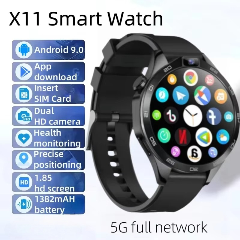 Smartwatch Watches For Women With Gps - 新モデルX11 4Gスマートウォッチ。デュアルカメラ、8GBメモリ、128GBストレージ、Android 8.1、GPS、Wi-Fi、1380mAhバッテリー、防水機能、フィットネストラッカー。男性・女性向け。