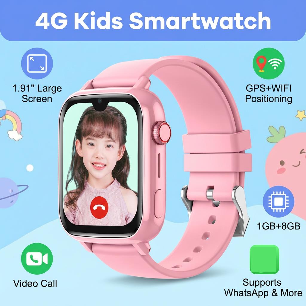 Smartwatch Watches For Kids With Gps - 4Gスマートウォッチ キッズGPS WiFiロケーター 1.91インチ 双方向通話、音声モニター＆SOSアラート アプリダウンロード可能