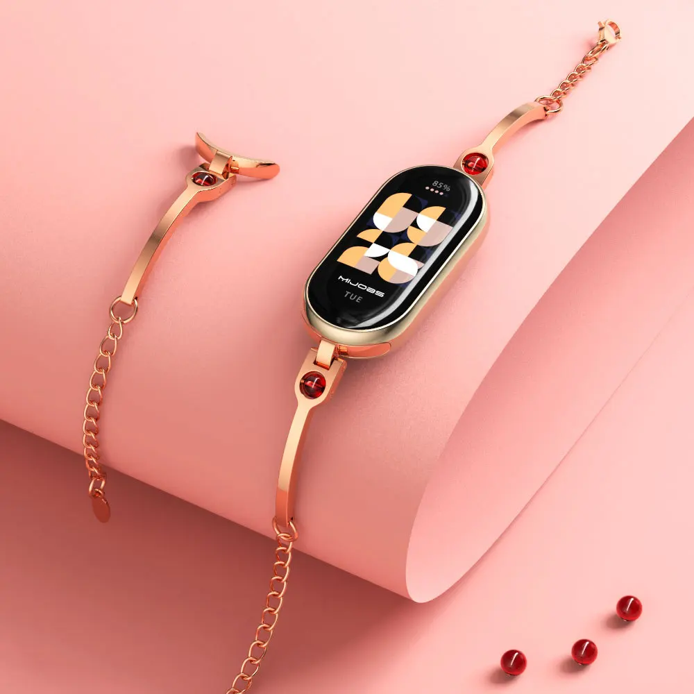 Smartwatch Watches For Girls - Xiaomi Mi Band 8用ステンレススチール交換ストラップ、女性用リストバンドブレスレット、スマートウォッチアクセサリー