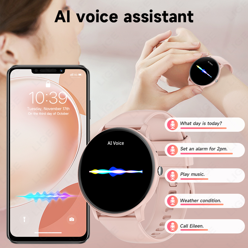 LIGE スマートウォッチ女性男性 Bluetooth 通話 - Watches Ladies Smartwatch のレビューと価格