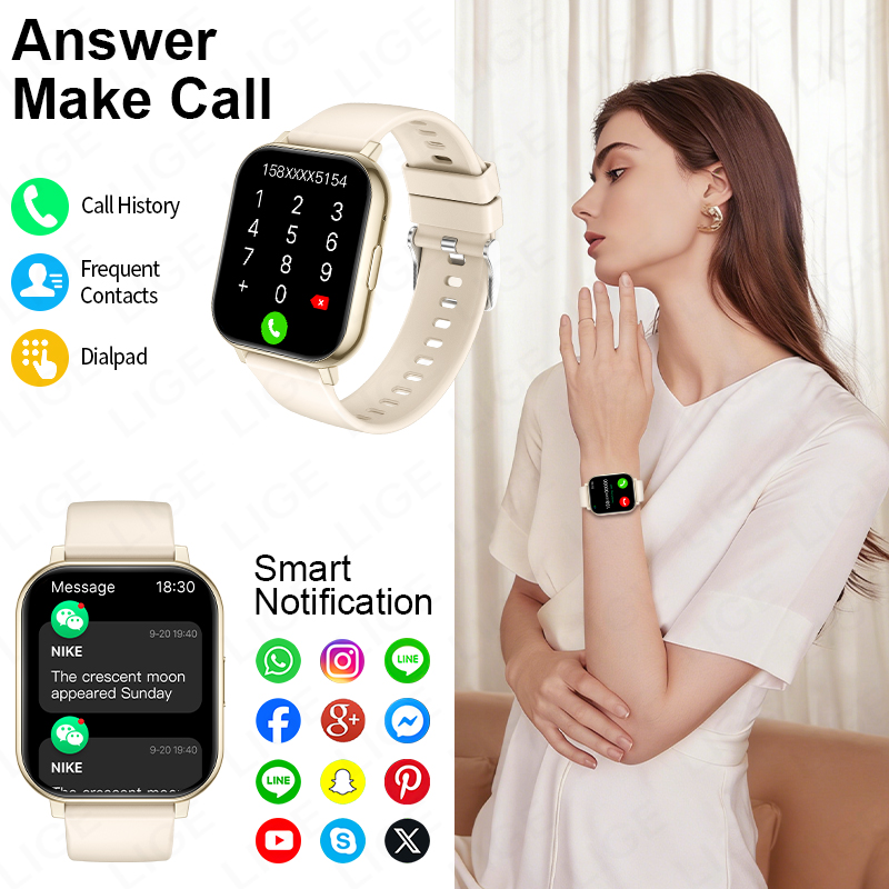 LIGE 新しい 1.83 インチ HD スマートウォッチ女 - Smartwatch Watches Price のレビューと価格