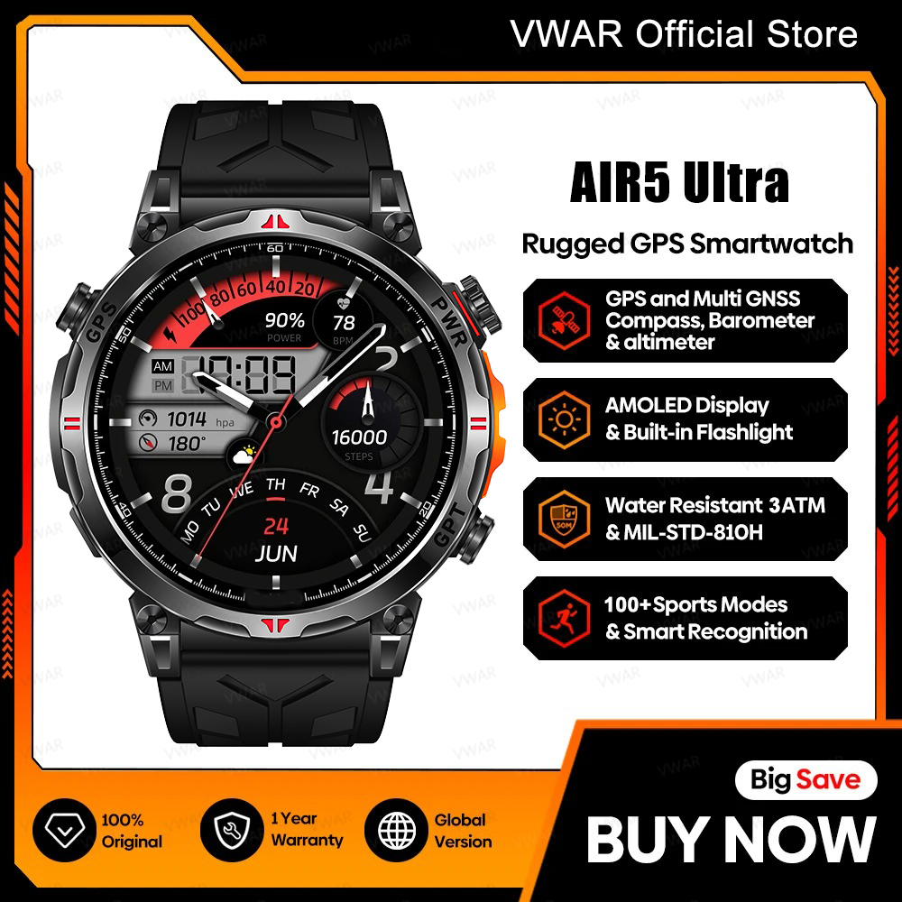 VWAR Air5 Ultra GPSスマートウォッチ 1. - Watch Vs Smartwatch のレビューと価格